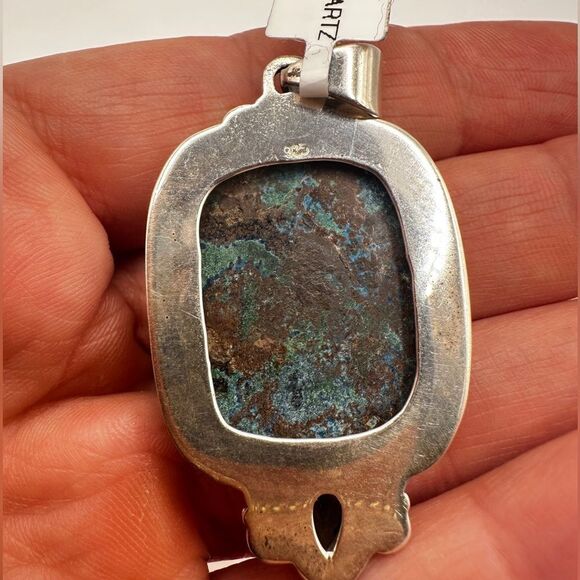 NWT Azurite and Green Quartz in Bali Sterling Silver Pendant! - Picture 8 of 12